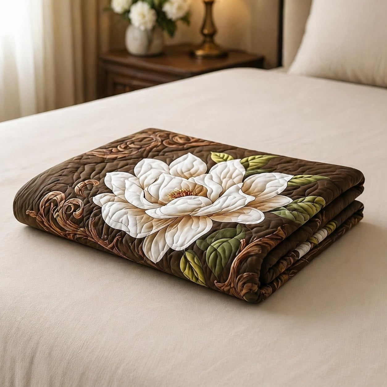 11D Luxury King Size Bedsheet 108 x 108 Inches | Soft Glace Cotton Double Bed Bedsheet with 2 Pillow Covers | Black & White Floral Designer