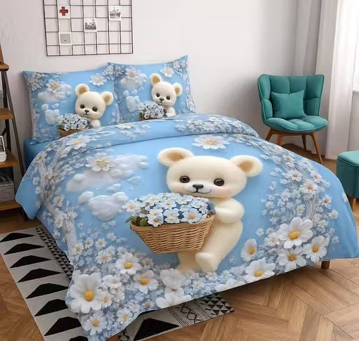 A Heavy 7D Digital Glace Cotton Super King Size Printed Flat Double Bedsheet, 110 X 110 Inch and 2 Pillow Cover