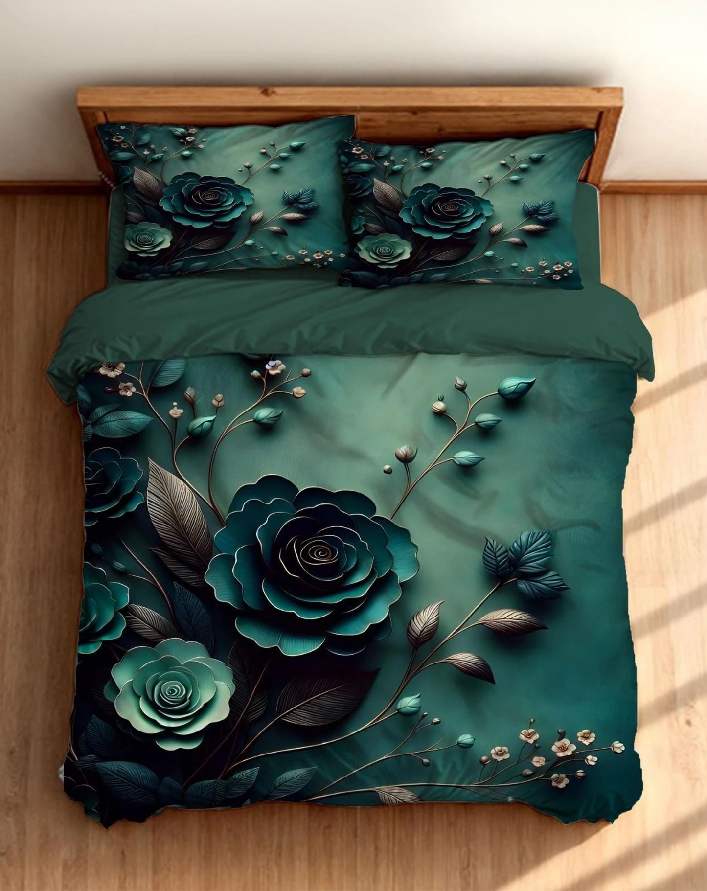 Premium 7D Floral Printed Flat Bedsheet with 2 Pillow Covers (90x100 Inch) – Soft & Luxury Design