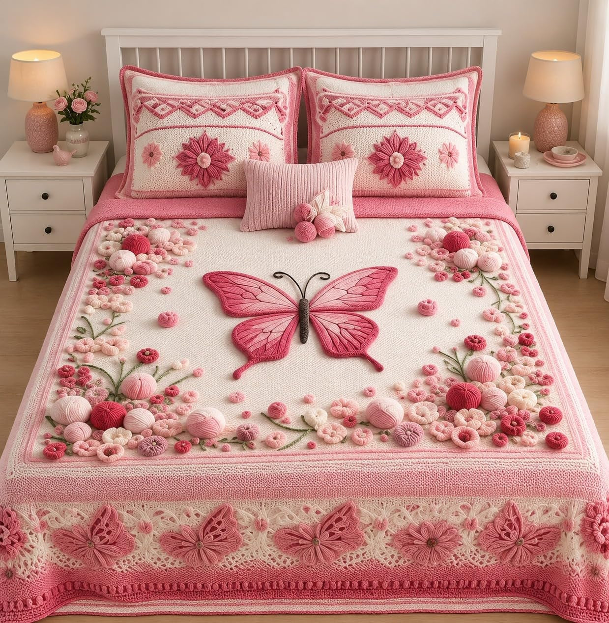 11D Luxury King Size Bedsheet 108 x 108 Inches | Soft Glace Cotton Double Bed Bedsheet with 2 Pillow Covers | Black & White Floral Designer