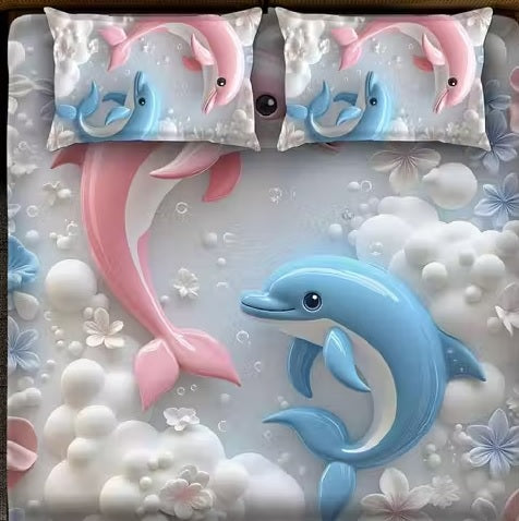 Heavy 7D Digital Glace Cotton Super King Size Printed Flat Double Bedsheet, 110 X 110 Inch and 2 Pillow Cover