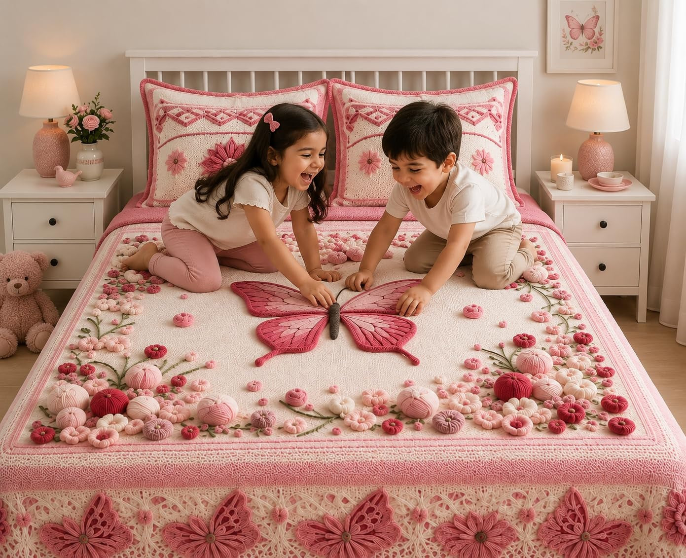 11D Luxury King Size Bedsheet 108 x 108 Inches | Soft Glace Cotton Double Bed Bedsheet with 2 Pillow Covers | Black & White Floral Designer