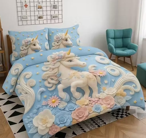 Heavy 7D Digital Glace Cotton Super King Size Printed Flat Double Bedsheet, 110 X 110 Inch and 2 Pillow Cover