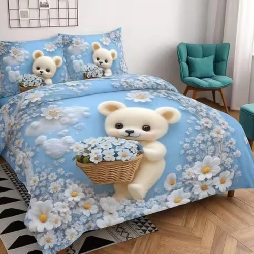 A Heavy 7D Digital Glace Cotton Super King Size Printed Flat Double Bedsheet, 110 X 110 Inch and 2 Pillow Cover_1