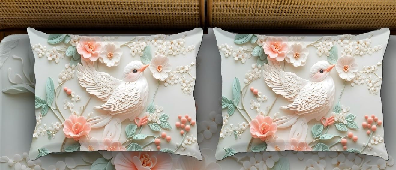 Heavy 7D Digital Glace Cotton Super King Size Printed Flat Double Bedsheet, 110 X 110 Inch and 2 Pillow Cov