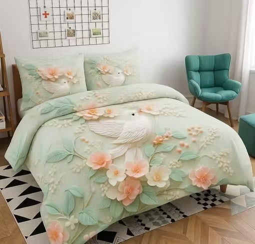 Heavy 7D Digital Glace Cotton Super King Size Printed Flat Double Bedsheet, 110 X 110 Inch and 2 Pillow Cov