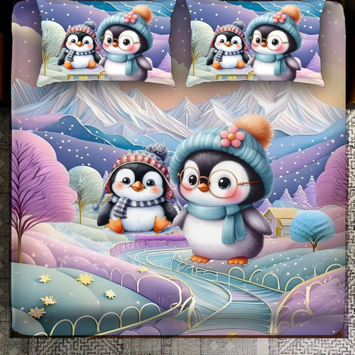 Heavy7D Digital Glace Cotton Super King Size Printed Flat Double Bedsheet, 110 X 110 Inch and 2 Pillow Cover_1