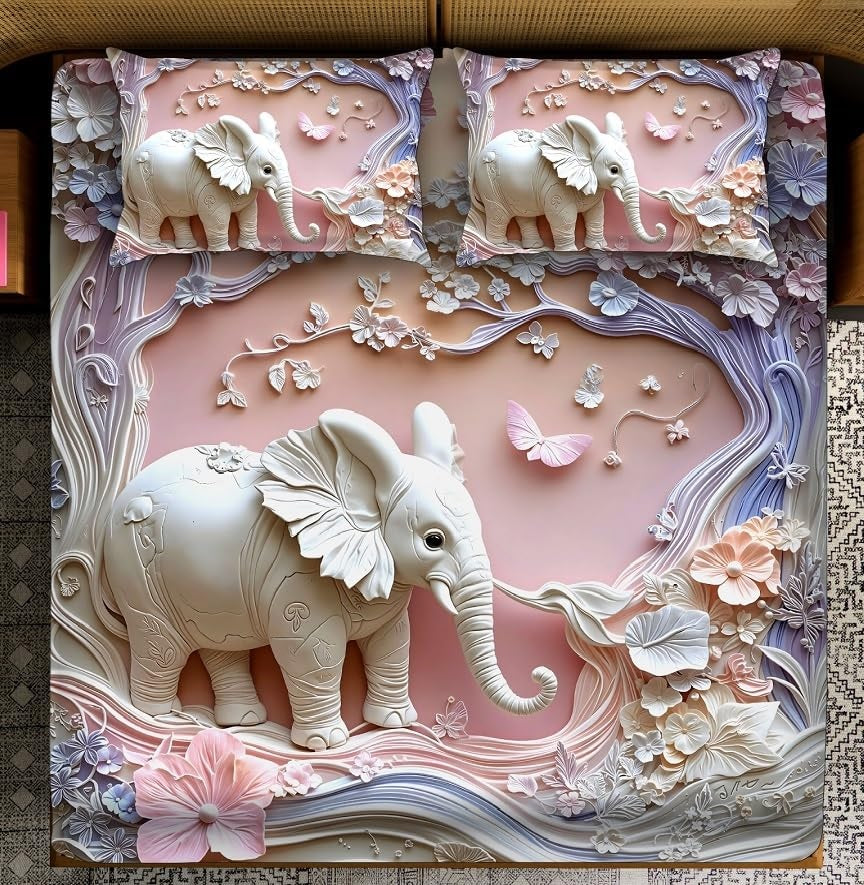 Heavy 7D Digital Glace Cotton Super King Size Printed Flat Double Bedsheet, 110 X 110 Inch and 2 Pillow Cover