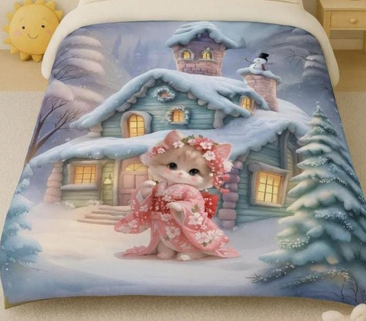 Heavy 7D Digital Glace Cotton Super King Size Printed Flat Double Bedsheet, 110 X 110 Inch and 2 Pillow Cover