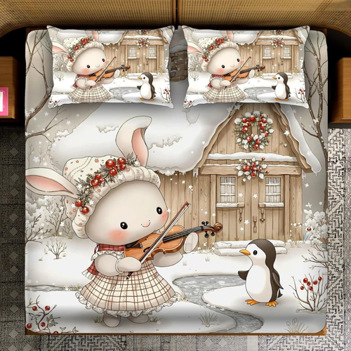 Heavy 7D Digital Glace Cotton Super KingSize Printed Flat Double Bedsheet, 110 X 110 Inch and 2 Pillow Cover_1