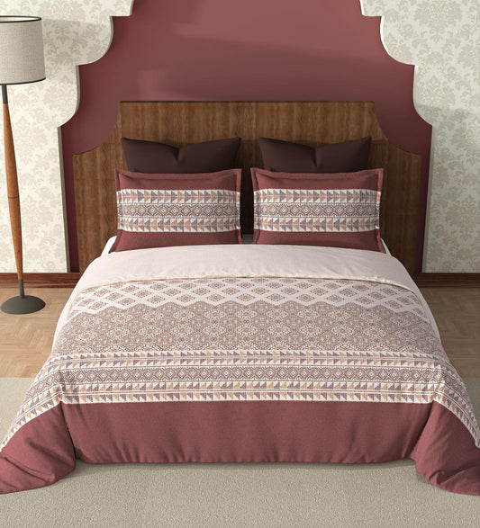 Premium Cotton King Size  Double Bed Sheet with Pillow Covers – Nature Print & Striped Design