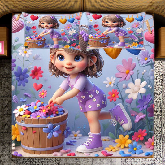 Heavy 7D Digital Glace Cotton Super King Size Printed Flat Double Bedsheet, 110 X 110 Inch and 2 Pillow Cover