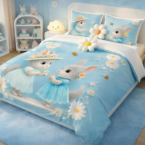 Heavy 7D Digital Glace Cotton Super King Size Printed Flat Double Bedsheet, 110 X110 Inch and 2 Pillow Cover_1