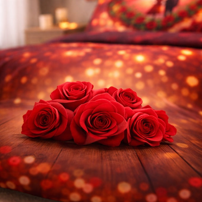 7D Glace Cotton Bedsheet Flat with 2 Pillow Covers | Romantic Couple Heart Design | Premium Soft Fabric | 90x100 Inch Single Size Bedsheet
