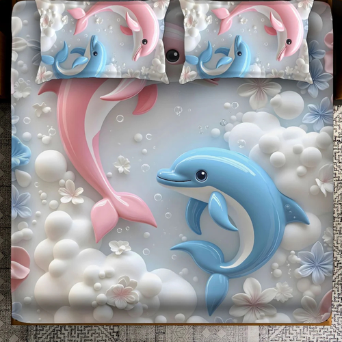 Heavy 7D Digital Glace Cotton Super King Size Printed Flat Double Bedsheet, 110 X 110 Inch and 2Pillow Cover_1